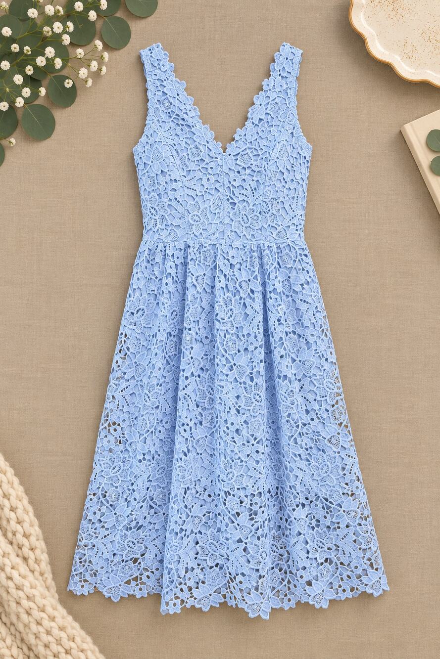 ASTR The Label Periwinkle Floral Lace Midi Dress Garden Party Feminine Size M